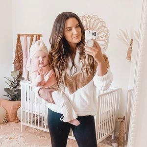 Abercrombie Color Block Sherpa Half-Zip Hoodie